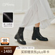 73Hours女鞋電影畫(huà)面2025冬季圓頭純色方跟切爾西靴