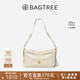BAGTREE【明星同款】包包樹(shù)奶盒包植鞣皮單肩斜挎腋下通勤Hobo枕頭女士包 皎月白-中號【磁吸拉鏈款】 高級小眾