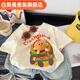 白葵曼兒童立體玩偶短袖T恤夏裝2025新款寬松韓版卡通上衣半袖 120 均碼 漢堡短袖-米黃色