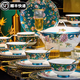 如喜琺瑯彩景德鎮(zhèn)碗具套裝碗家用骨質(zhì)瓷餐具整套高端碗盤(pán)精美喬遷禮品 鶯諦花開(kāi) _6人食【無(wú)砂鍋】 40頭