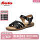 Bata時(shí)裝涼鞋女2025夏商場(chǎng)新款羊皮舒適軟底一字帶涼鞋AYJ07BL5七夕 黑色 38