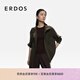 ERDOS 25秋冬休閑工裝抽繩收腰通勤連帽女風衣短外套 軍綠 M 165/84A