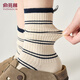 俞兆林4雙堆堆襪子女士中筒襪條紋高幫長(cháng)筒襪秋冬季運動(dòng)潮外穿配鯊魚(yú)褲