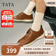 他她TATA商務(wù)休閑皮鞋男士軟底真皮工作鞋鞋春新QFS01AM5 棕色 42