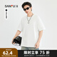 三福2025夏季男士重磅棉闊版短T恤 休閑圓領(lǐng)落肩上衣498647 精白 L