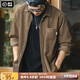 馬登工裝 美式休閑燈芯絨純棉長(zhǎng)袖襯衫疊穿內(nèi)搭外套條絨襯衣男秋 深咖 XL