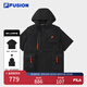 FILA FUSION斐樂潮牌男子梭織上衣兩件套2025夏新款休閑寬松襯衫 正黑色-BK 2XL 185/104A/XXL