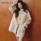 詩(shī)凡黎（‘S EIFINI）【牛角可頌大衣】含牦牛絨雙面呢外套2025冬新款直筒連帽大衣 【一手長(cháng)】米白 S