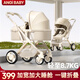 ANGI BABY嬰兒推車(chē)可坐可躺嬰兒車(chē)輕便折疊新生兒減震高景觀(guān)雙向兒童手推車(chē) 星釉流光白【全新升級】PU橡膠輪