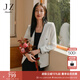 玖姿·安娜蔻極簡(jiǎn)優(yōu)雅小香風(fēng)撞色邊無(wú)領(lǐng)立裁西裝外套女2025春季新款 米白 L