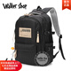 Walker Shop輕奢品牌高檔減負護脊書包男大容量高中初中生背包女大學(xué)生雙肩包 黑色雙肩包+補課包+鴨子掛件