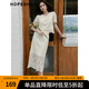 紅袖蕾絲半身裙夏季2024新款女裝 后開(kāi)叉優(yōu)雅輕熟氣質(zhì)顯瘦百搭中長(cháng)裙 淺米3005 XL