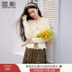 香影鏤空針織衫女2025秋季新款慵懶米白寬松長(cháng)袖圓領(lǐng)抽繩收腰上衣 鷺白 M 160/84A/95-110斤