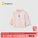 童泰（TONGTAI）女寶寶打底衫春秋季兒童衣服女童外出花邊領(lǐng)可愛(ài)T恤高領(lǐng)上衣 粉色 80 cm