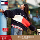 TOMMY JEANS【寬松燈籠袖】25秋冬新款女學(xué)院風(fēng)純棉撞色V領(lǐng)針織開(kāi)衫外套 藏青白紅拼色C1G S   （推薦：100-115斤）
