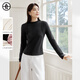對白（DUIBAI）【AN大碼系列】基礎百搭半高領(lǐng)打底衫T恤冬季新款胖mm外穿小上衣 靜謐黑 XL 建議體重135-145