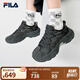 FILA 斐樂官方女鞋運動鞋摩登老爹鞋秋款戶外風蕨草鞋時尚百搭休閑鞋 陰影灰/黑-DB 37.5