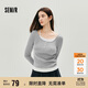 森馬（Semir）長(cháng)袖T恤女秋短款假兩件蕾絲花邊修身2025小性感上衣10A525101004
