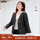 MsShe【菱格輕薄羽絨服】大碼女裝2025秋冬胖mm高端洋氣V領(lǐng)外套200斤 黑色現貨 5XL