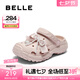 百麗（Belle）蝴蝶結(jié)公主風(fēng)洞洞鞋女厚底增高包頭拖鞋B2654BT5 淺粉色 40 (250mm)