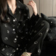 JIOESC睡衣女春秋季長(cháng)袖云朵棉甜美可愛(ài)hellokitty可外穿家居服兩件套裝 黑色KT貓貓頭 XL 【120-135斤】