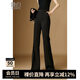 晚白【新品】2025秋款時(shí)尚氣質(zhì)顯瘦褲子百搭微喇拖地直筒褲女 黑色 27