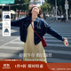 茵曼（INMAN）復古翻領(lǐng)寬松休閑牛仔短外套春秋季女百搭小個(gè)子上衣 深牛仔藍 L