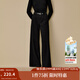 茵曼2025秋冬女裝新款復古分割毛呢闊腿褲顯瘦黑色長(cháng)褲 黑色 29