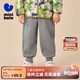 迷你巴拉【蹦蹦褲】男童長(cháng)褲冬季寶寶舒適保暖華夫格加絨褲子 中花灰00502 105