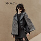 MO&Co.羊毛羊駝毛人字紋寬松廓形翻領(lǐng)毛呢大衣摩安珂 黑白混色 S /160