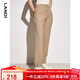 藍地（LANDI）卡其色直筒修身顯瘦西裝褲女春季新款小個(gè)子長(cháng)褲 卡其色 M