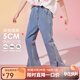 ASK JUNIOR女童牛仔褲2025秋季新品中大童時(shí)尚休閑排扣腳口愛(ài)心微喇闊腿褲子 藍(lán)色 160