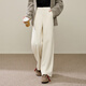 逸陽(yáng)（ESE-Y）直筒褲女2025冬彈力加厚奧粒絨通勤毛呢窄版闊腿西裝褲 米白色 31