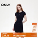 ONLY2025秋季新款金屬裝飾收腰捏褶短裙T恤裙連衣裙女|125161021 H1Z黑色 M