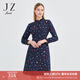 玖姿（JUZUI）商場(chǎng)同款裙子女裝春季福袋印花仿真絲連衣裙JWCC50028 花丈青 2XL