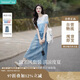 茵曼（INMAN）丁達爾漸變色圓領針織衫短袖T恤女裝2025夏季新款上衣 藍白條 XL