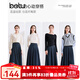 百圖betu女裝秋季新款半身裙高腰赫本打褶牛仔長(cháng)裙裙子2409T77 牛仔色 L