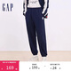 GAP男裝秋季款logo毛圈布松緊束口長(zhǎng)褲百搭休閑衛(wèi)褲641199