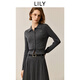 LILY2025冬新款女裝含羊毛學(xué)院風(fēng)POLO領(lǐng)修身氣質(zhì)通勤針織開(kāi)衫外套 501灰色 L