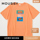 moussy 秋季女裝新款中性風趣味印花休閑短袖T恤女010GSL90-0370 130橙色 00020/F