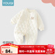 優(yōu)奇嬰兒衣服新生兒連體衣秋冬加棉保暖衣加厚三層夾棉寶寶哈衣爬爬服 【加厚保暖】杏色 80cm