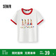 森馬（Semir）哈利波特聯(lián)名短袖T恤女短款2025夏季修身撞色套頭衫109325100045