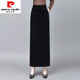 皮爾卡丹（pierre cardin）官方高檔半身長裙秋冬2025新款到腳踝長款半裙一步裙直筒包臀金絲 黑色 S 品牌旗艦