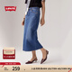 Levi's李維斯夏季女士直筒開(kāi)衩顯高顯瘦優(yōu)雅美式休閑藍色牛仔半裙 藍色 S (25)