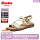 Bata一字帶涼鞋女2025夏羊皮涼鞋AYJ10BL5 米色 38