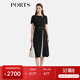 PORTS寶姿女裝2025春夏新款簡(jiǎn)約時(shí)尚撞色褶裥拼接短袖連衣裙ALQ8D045UWQ050 黑色 XL （10）