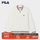 FILA 斐樂(lè )官方男士針織長(cháng)袖外套2025夏季新款舒適簡(jiǎn)約休閑棒球服 云白-WT L 175/96A/L