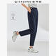 佐丹奴九分褲女裝夏季新款純棉梭織褲子松緊腰薄款休閑褲05424354 66女裝軍藍 XL