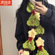 米囹手工圣誕樹(shù)姜餅人雪人圍巾編織diy材料包毛線(xiàn)鉤針拼接圍脖送女友 圣誕樹(shù)圍巾材料包