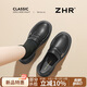 ZHR厚底樂福鞋女春秋軟底氣質(zhì)小皮鞋復(fù)古英倫風單鞋女 AY298黑色37